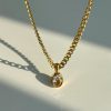 Stainless Steel Zircon Plating Inlay Pendant Long Necklace - Image 2