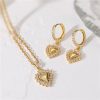 Elegant Simple Style Heart Shape Copper Plating Inlay Zircon 18k Gold Plated Earrings Necklace