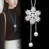 Style Shiny Snowflake Alloy Copper Plating Inlay Sweater Chain