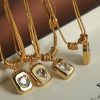 Vintage Style Simple Style Heart Shape 304 Stainless Steel Titanium Steel Zircon 18K Gold Plated Pendant Necklace - Image 5