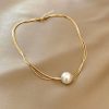 Elegant Simple Style Round 304 Stainless Steel Artificial Pearls Gold Plated Pendant Necklace - Image 2