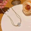 Elegant Simple Style Round 304 Stainless Steel Artificial Pearls Gold Plated Pendant Necklace - Image 3