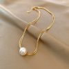 Elegant Simple Style Round 304 Stainless Steel Artificial Pearls Gold Plated Pendant Necklace - Image 4